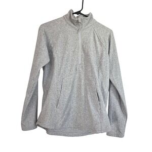 Kyodan Outdoor Grey Herringbone Quarter Zip Fleece Pullover Jacket Womens Medium